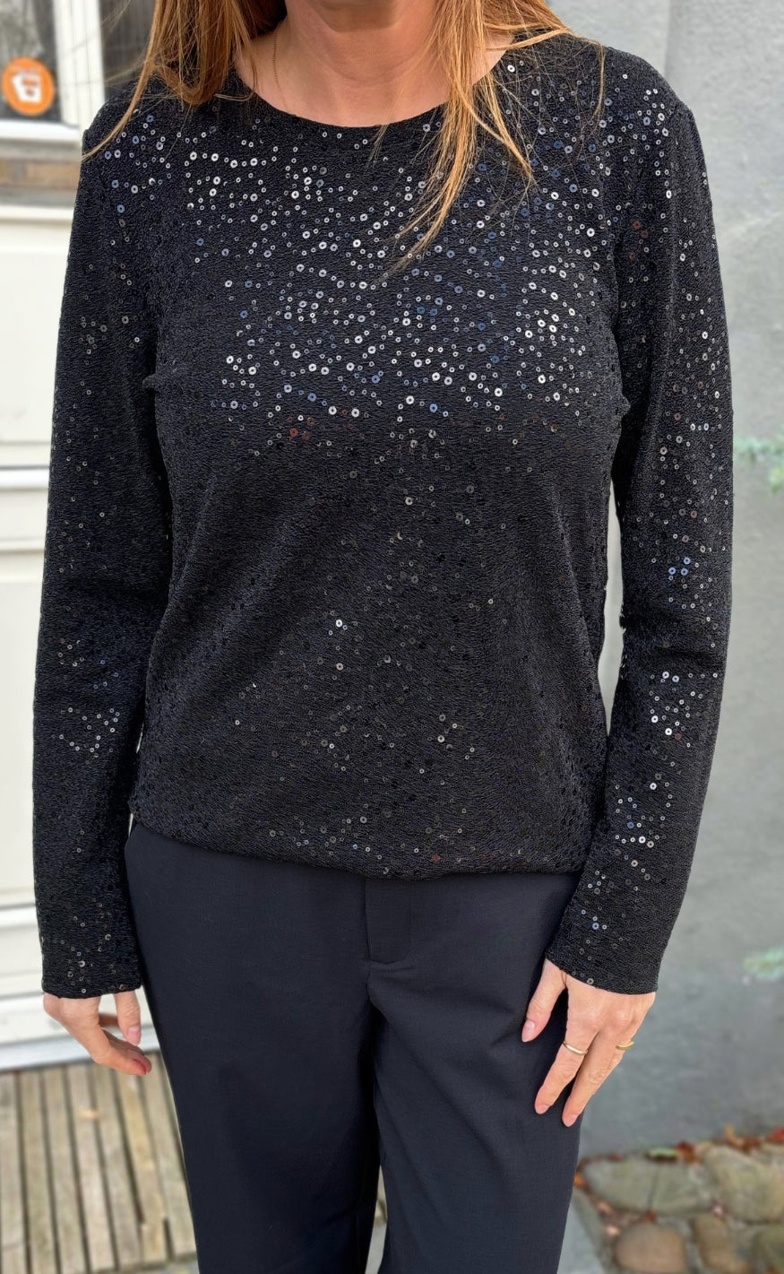 Say INA Copenhagen Bluse - Sophia Sequin - Black Sequin
