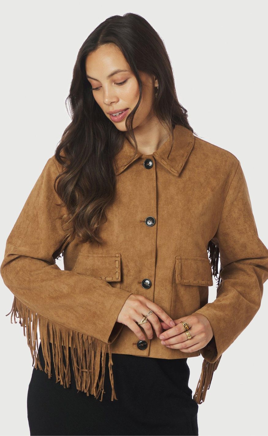 Neo Noir Jakke - Lauron Faux Suede - Cognac