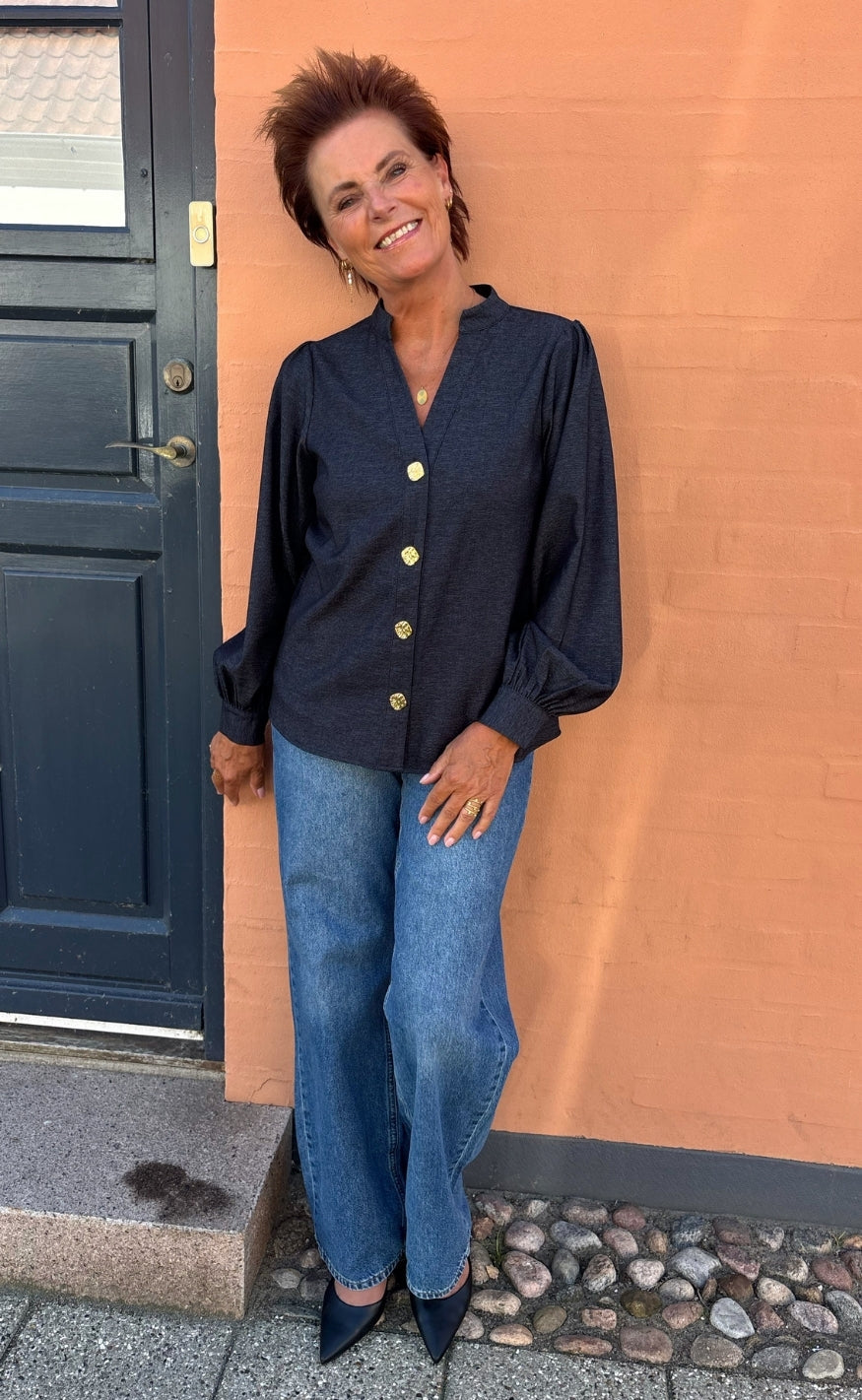 Say INA Copenhagen Bluse - Anora - Denim Blue