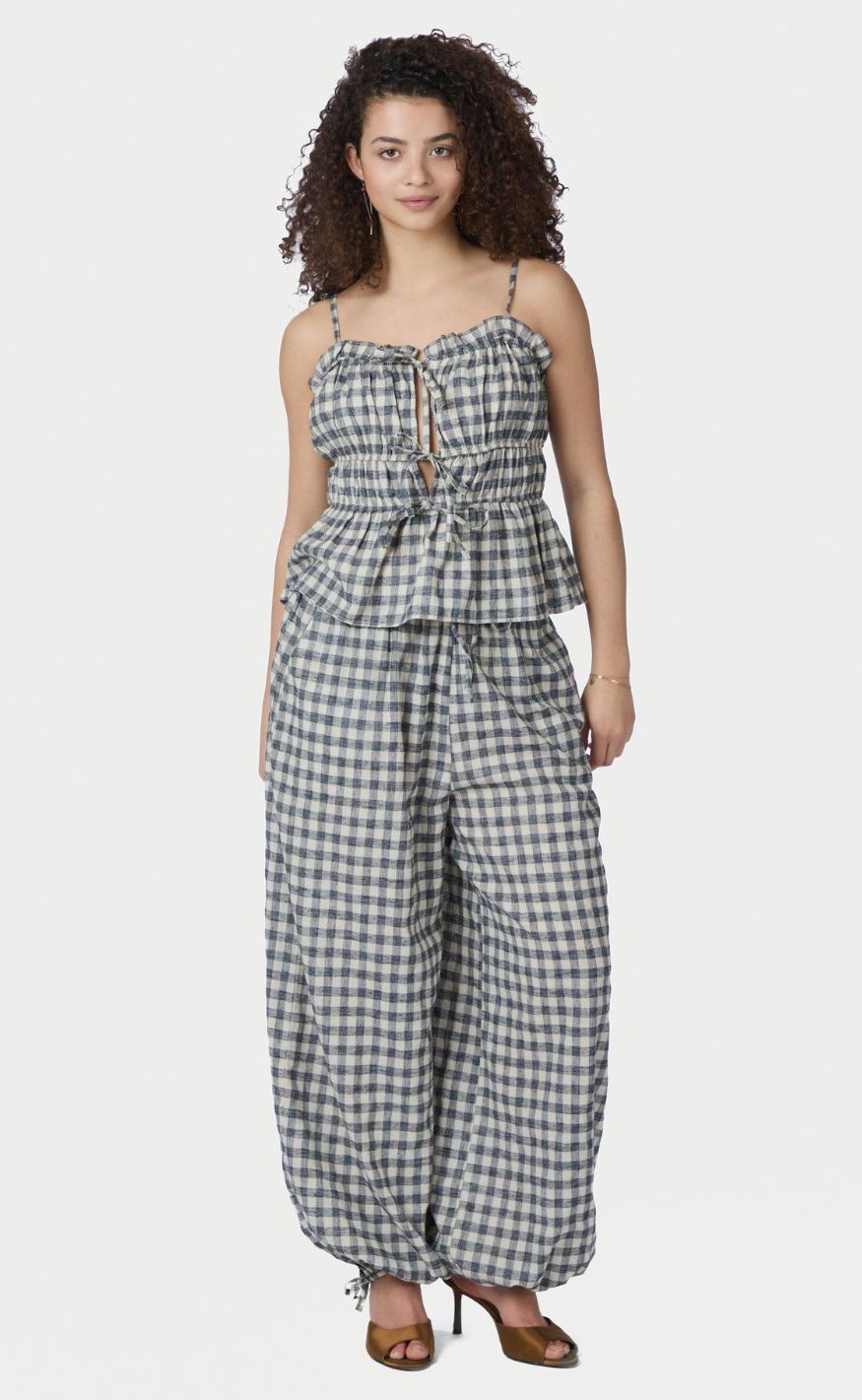 Neo Noir Bukser - Roxane Balloon Check - Black
