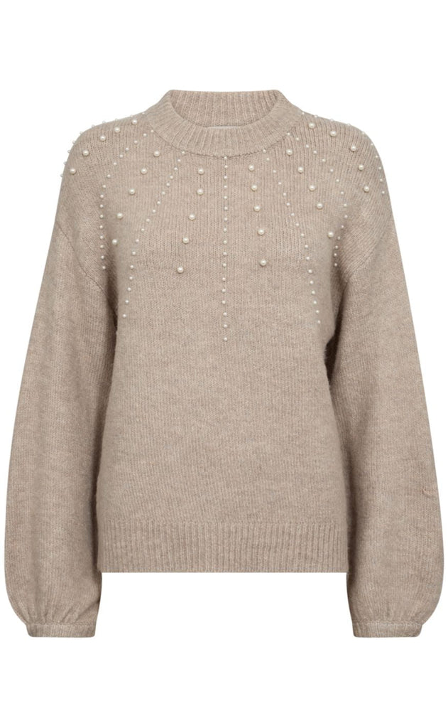 Freequent Genser - Pearl Pullover - Simply Taupe Melange