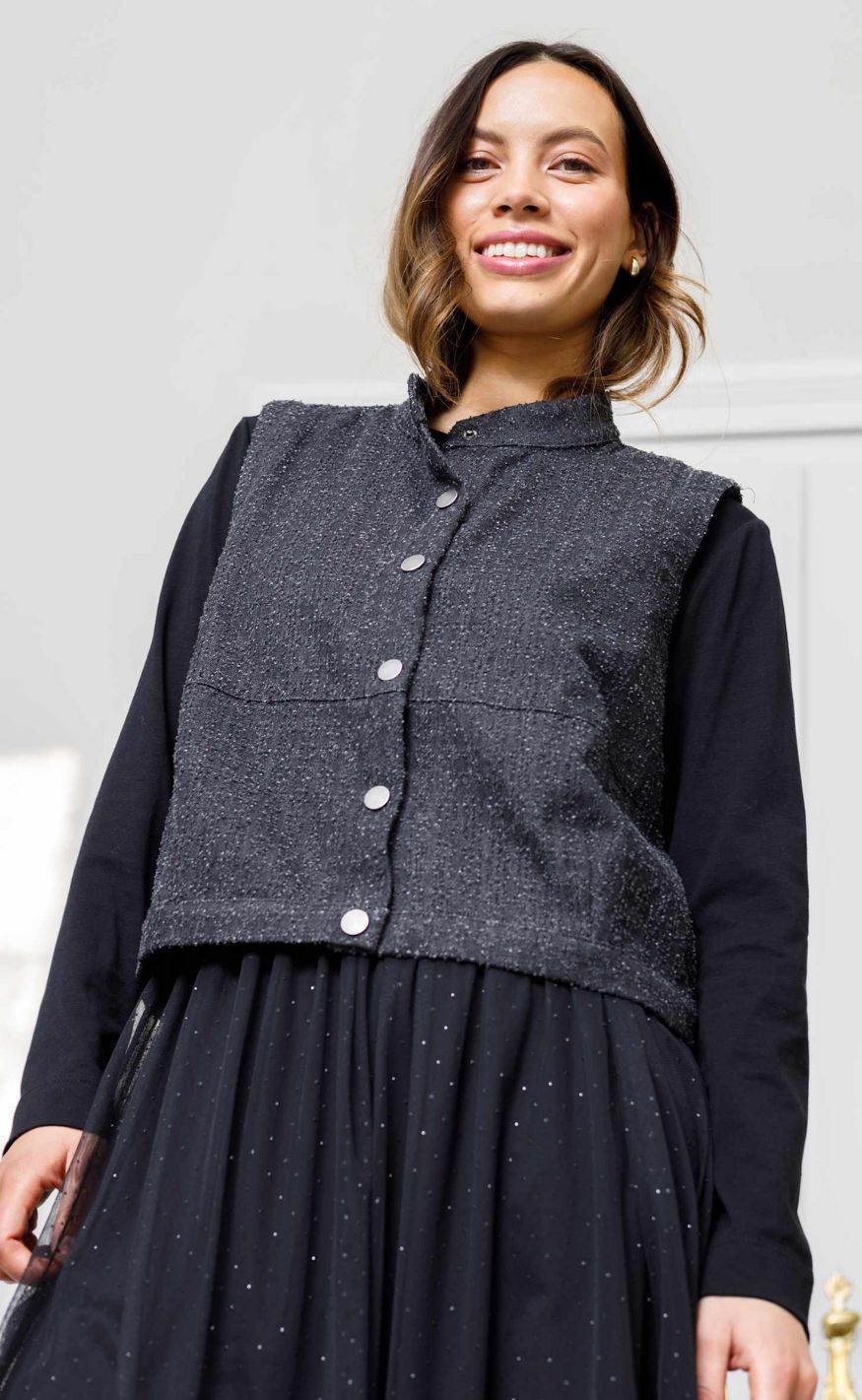 Black Colour Vest - Brai - Charcoal