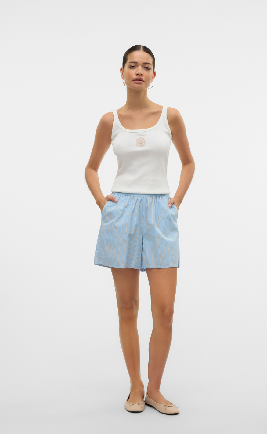 Vero Moda Skjorte - Charlotte - Air Blue Cloud Dancer/Twill
