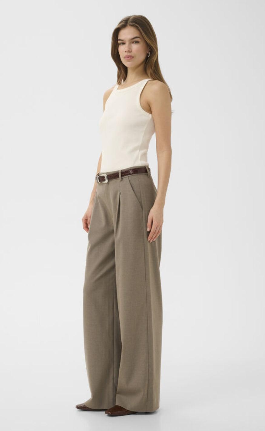 Gestuz Bukser - Paula MW Wide - Dark Timberwolf Melange