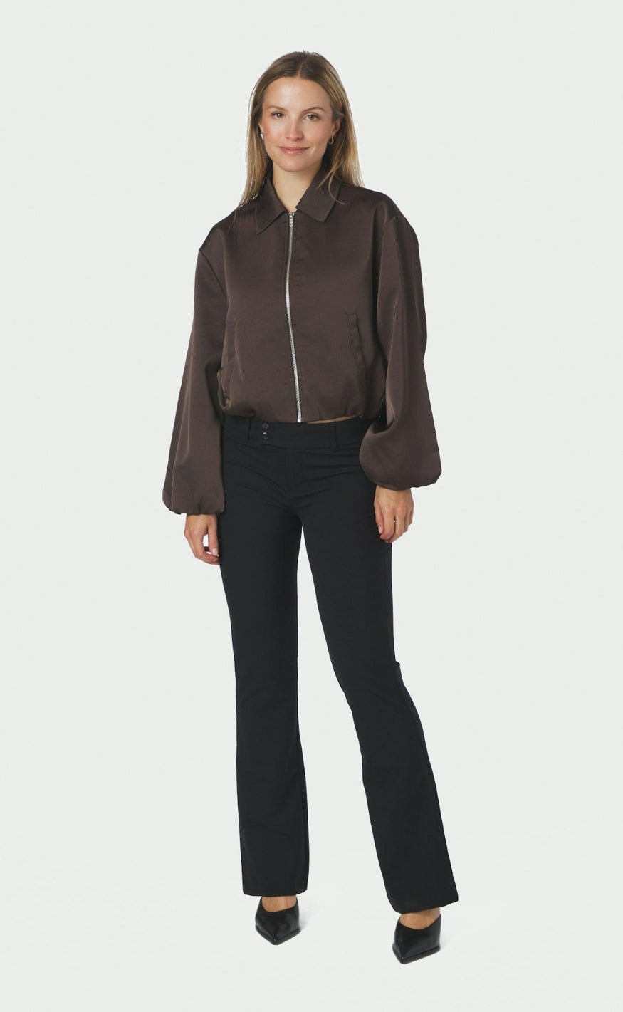 Neo Noir Jakke - Denielle Heavy Sateen - Dark Brown