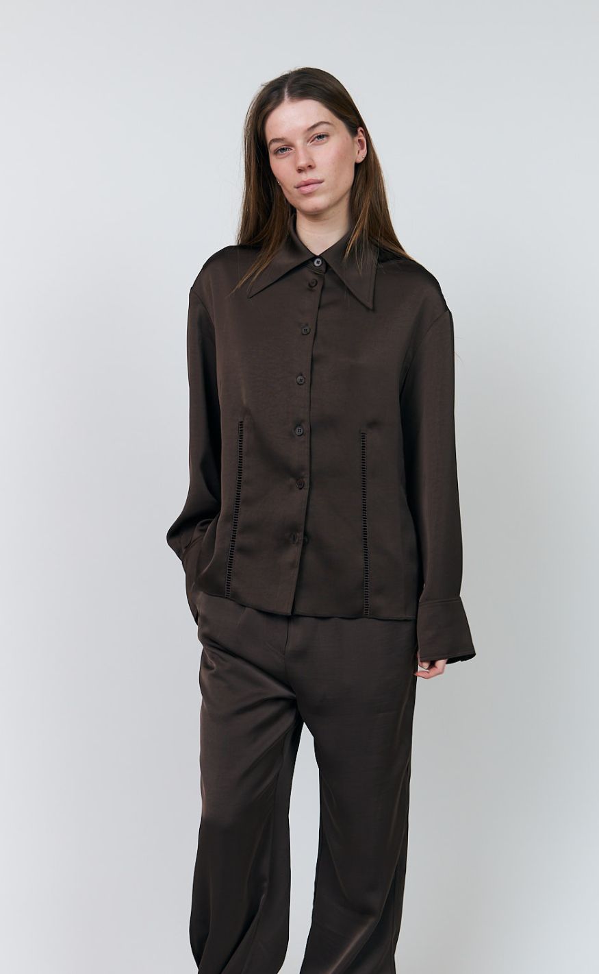 Lollys Laundry Skjorte - Sol - Dark Mokka