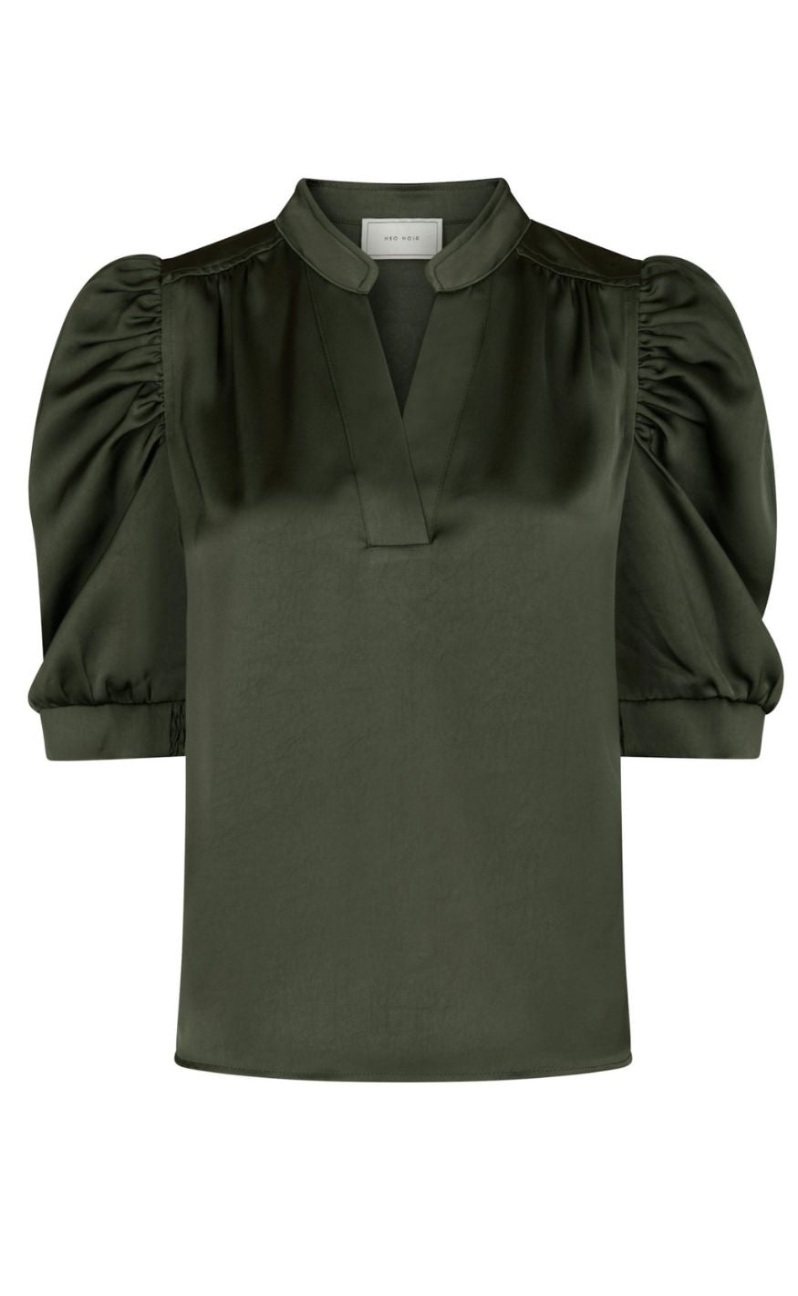 Neo Noir Bluse - Roella Heavy Sateen - Deep Green