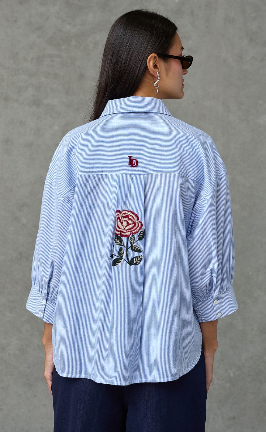 Love & Divine Skjorte - Love1604-1 - Blue Stripes Emb.
