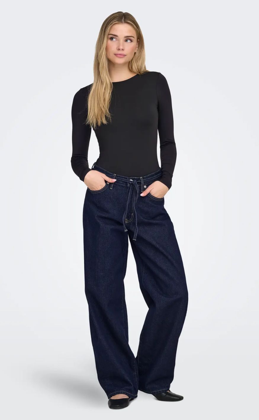 ONLY Bukser - Gianna MW Straight - Dark Blue Denim Rinse