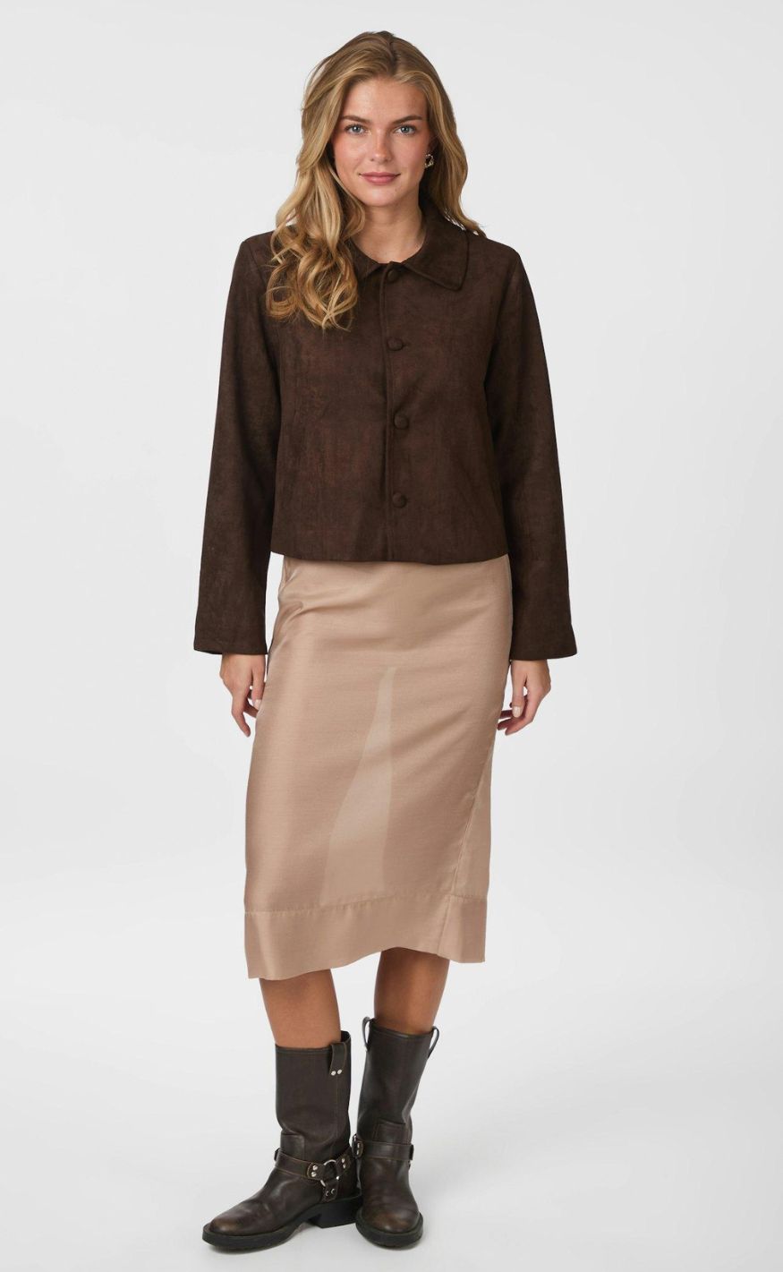 Neo Noir Jakke - Nilo Faux Suede - Dark Brown