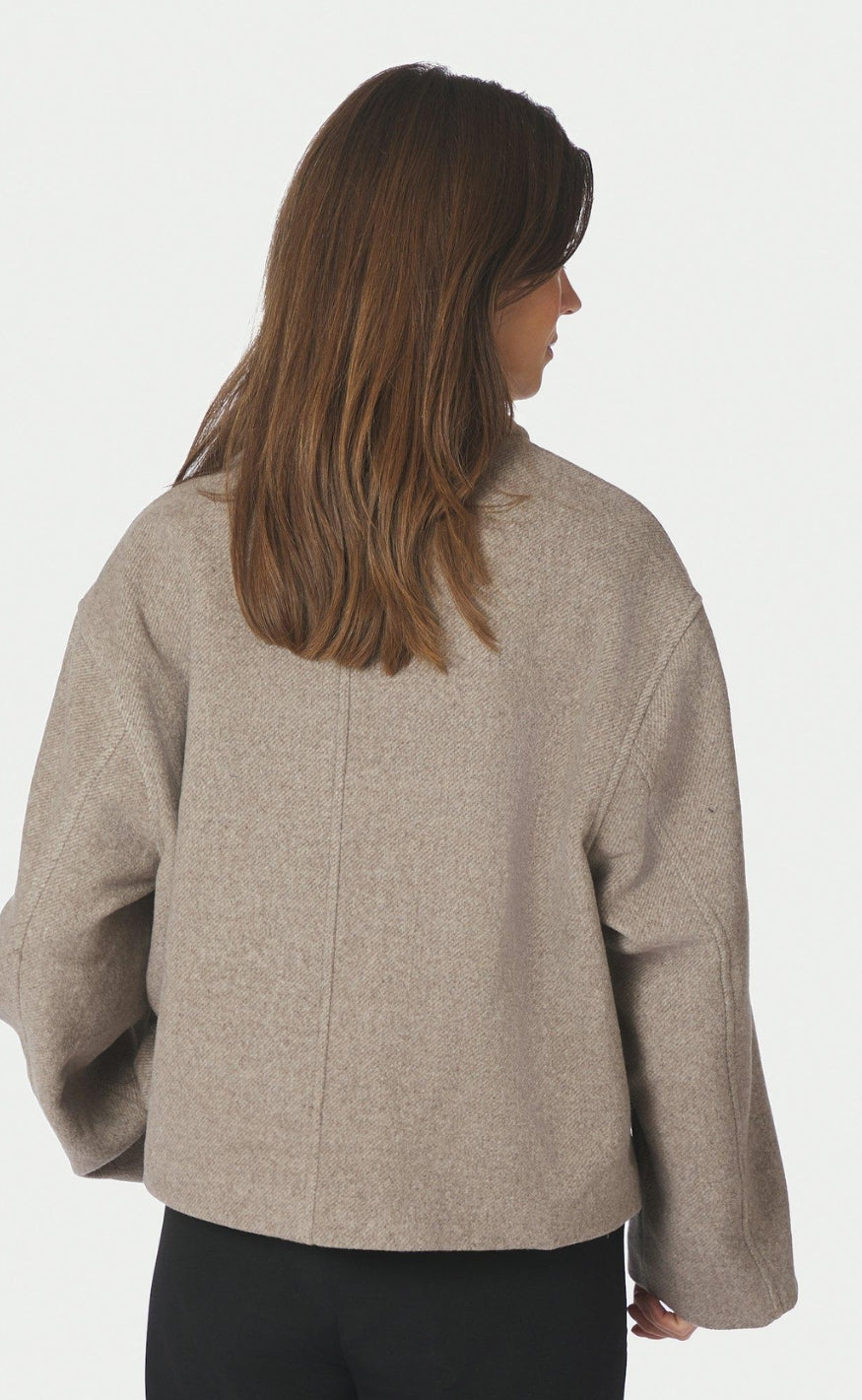 Neo Noir Jakke - Hamra Herringbone Twill - Beige Melange