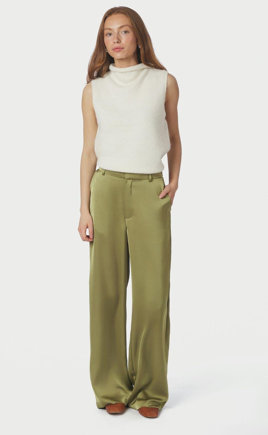 Neo Noir Bukser - Emmett Heavy Sateen - Sage Green