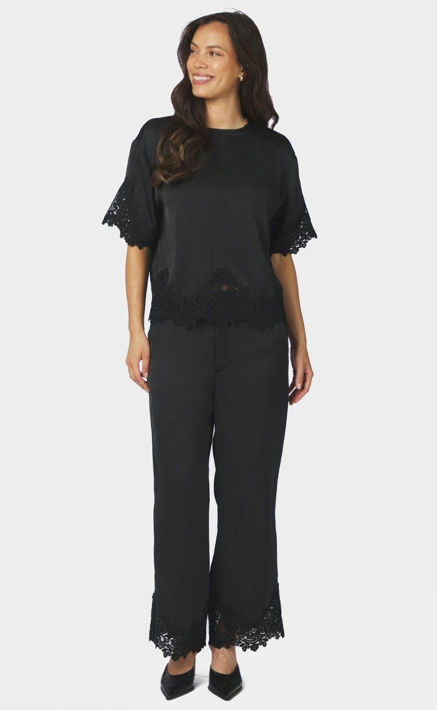 Neo Noir Bukser - Emery Heavy Sateen Lace - Black