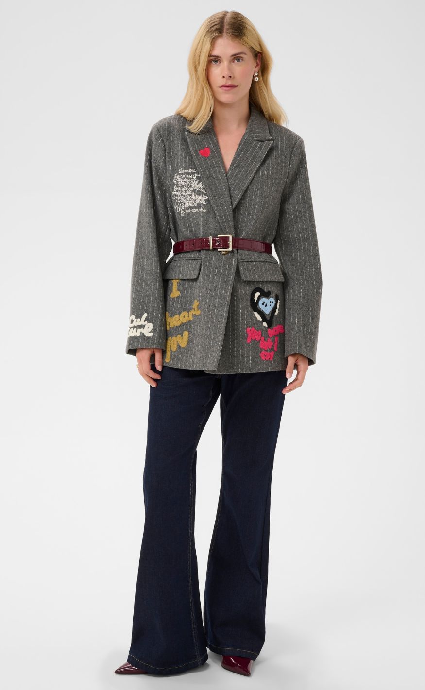 Culture Blazer - Kayla - Grey Pinstripe