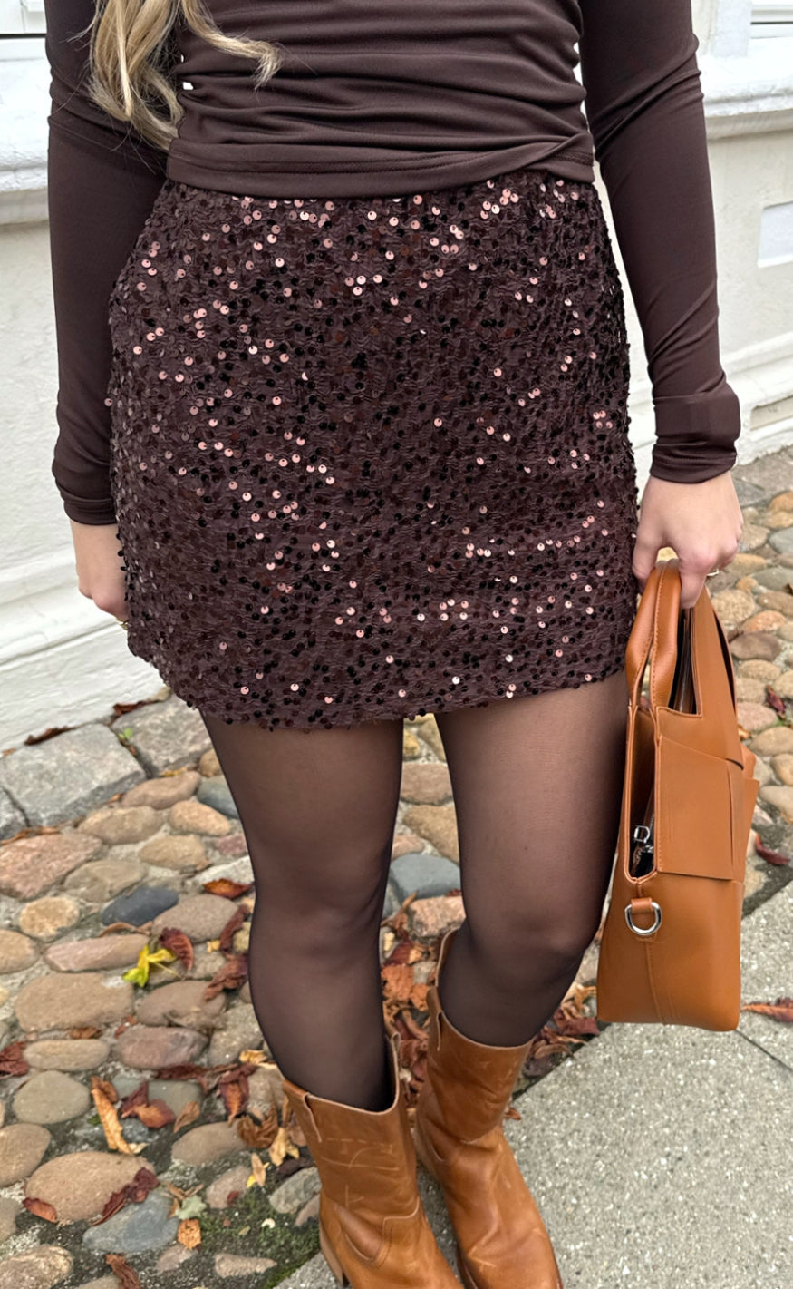 Say INA Copenhagen Skjørt - Julia Sequin - Brown Sequin