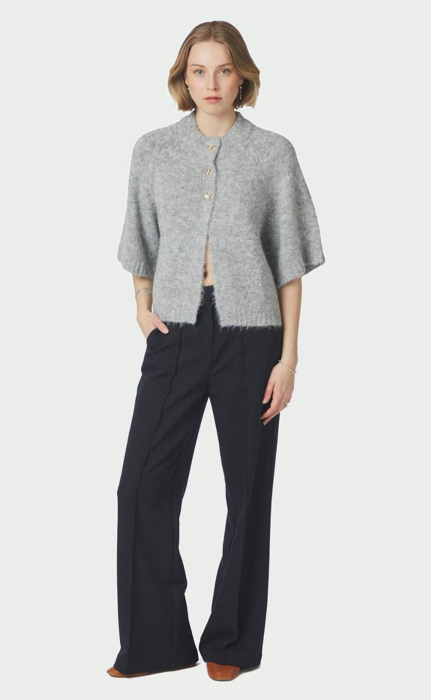 Neo Noir Cardigan - Benuta - Grey Melange