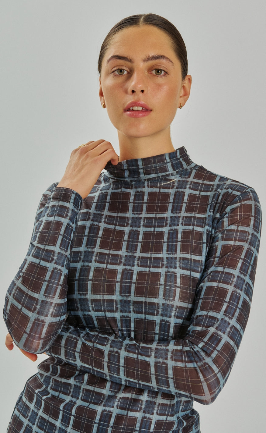 Freequent Bluse - Plady - Mole w. Chambray Blue