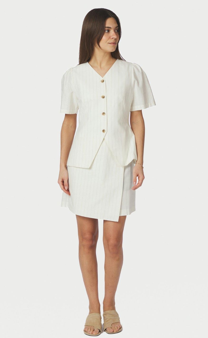 Neo Noir Bluse - Jules Summer - Taupe Stripe
