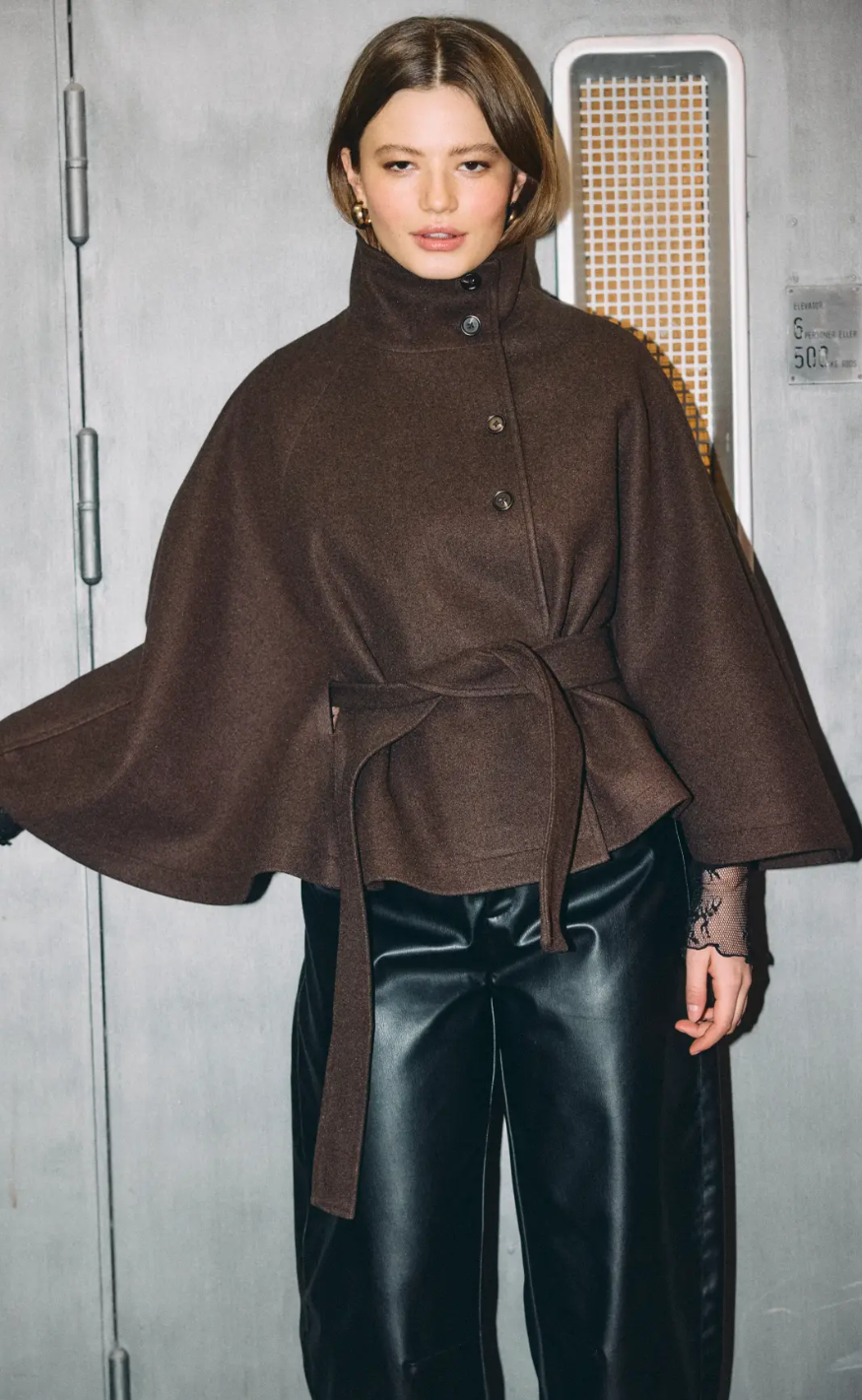 Noisy May Jakke - Lucy Cape - Chocolate Brown Melange