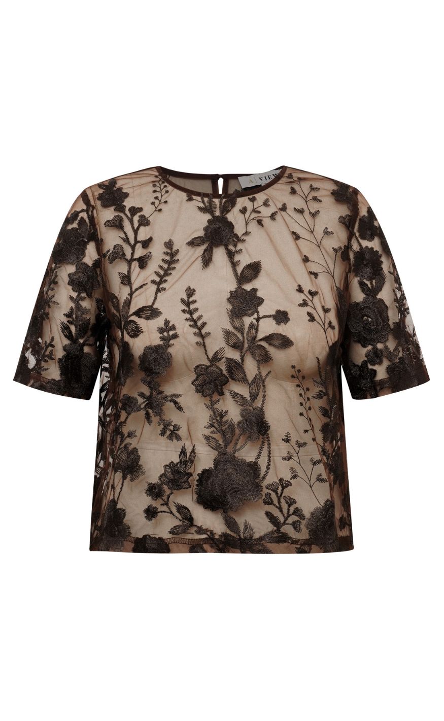 A-View Bluse - Fuchsia - Dark Brown