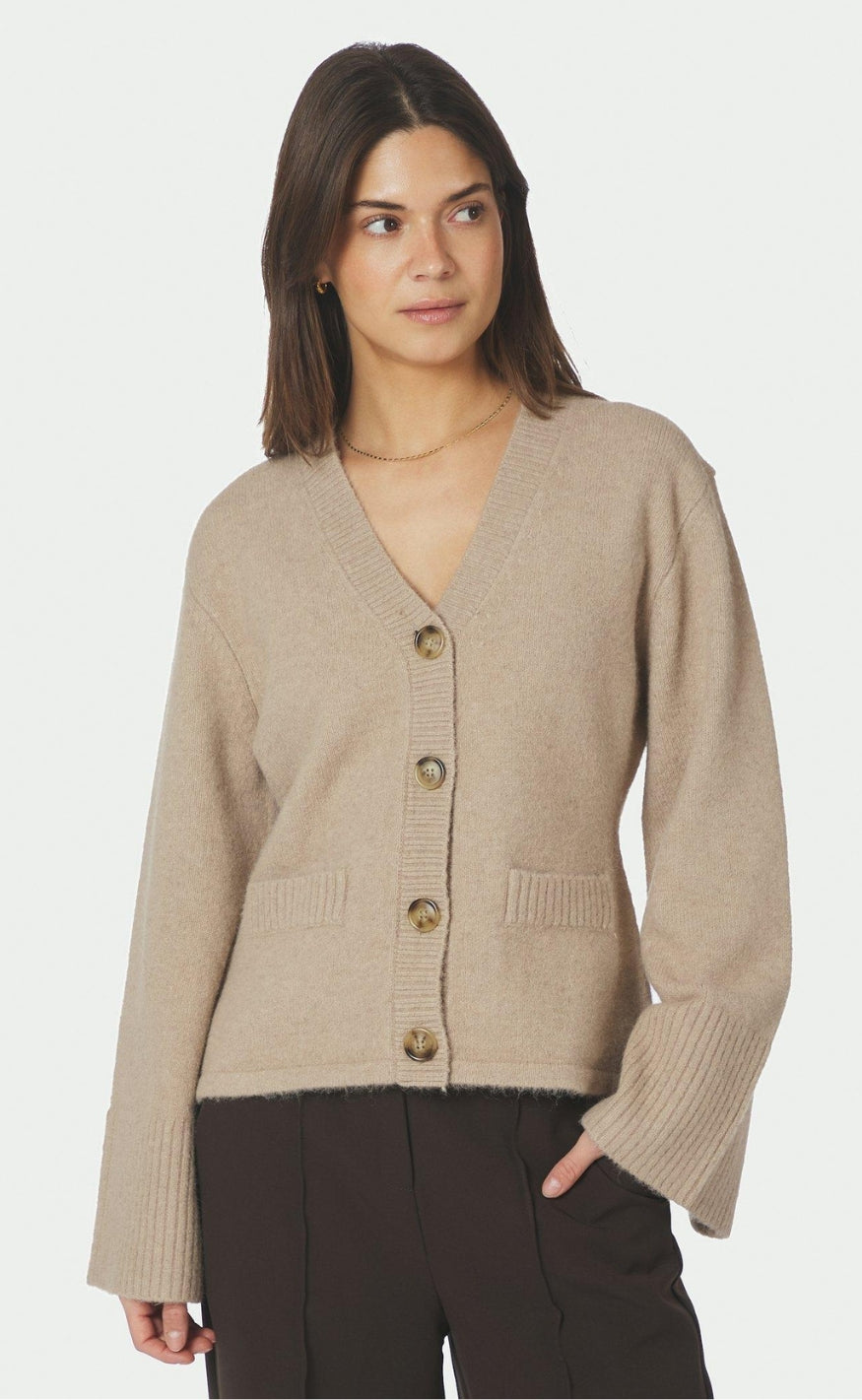 Neo Noir Cardigan - Pixie Knit - Warm Grey