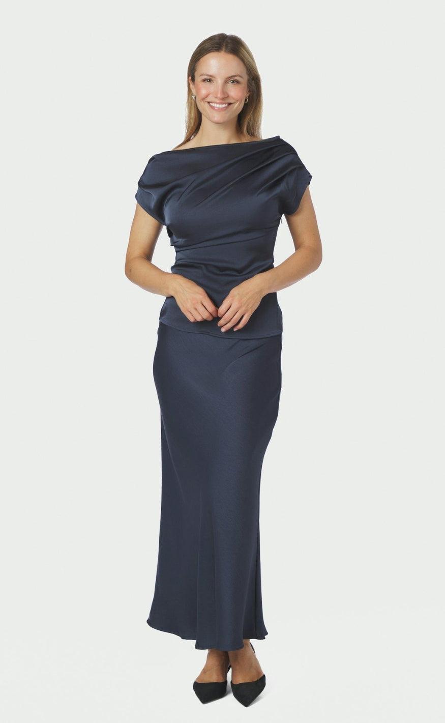 Neo Noir Topp - Mabelle Heavy Sateen - Midnight Blue