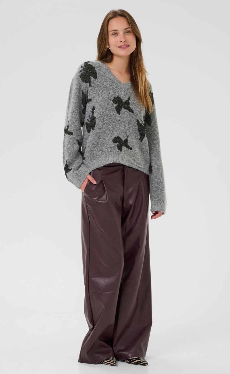 Culture Pullover - Freya - Mid Grey/Black Melange