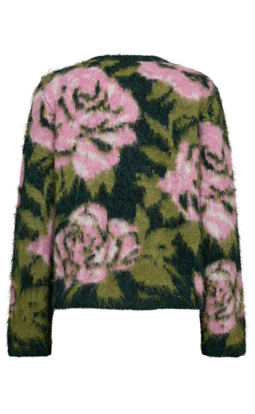 Freequent Cardigan - Lippi - Deep Forest Mel w. f. Pink Mel.