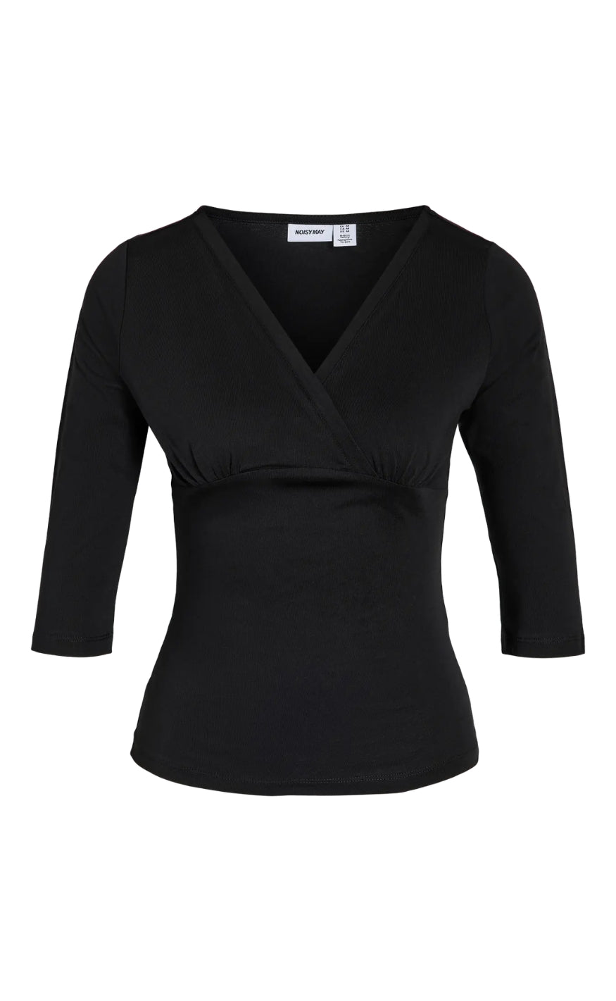 Noisy May Topp - June 3/4 V-Neck - Black
