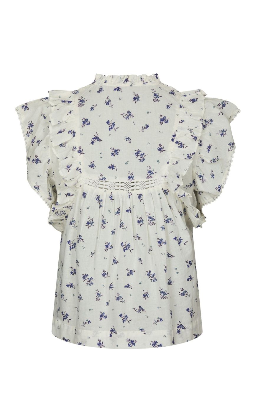 Neo Noir Topp - Jayla Small Blossom - White Blue