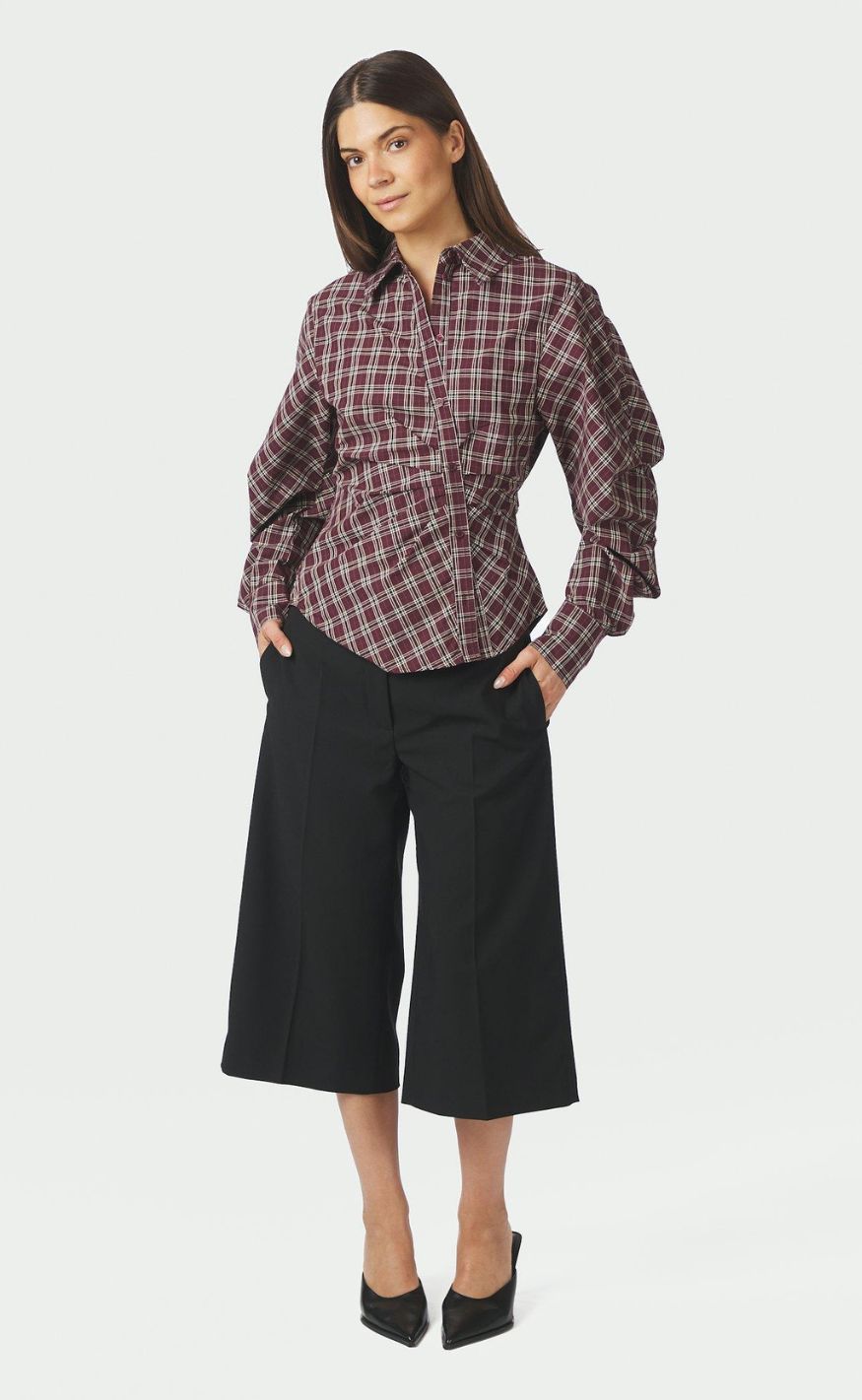 Neo Noir Skjorte - Neoella Medium Check - Plum