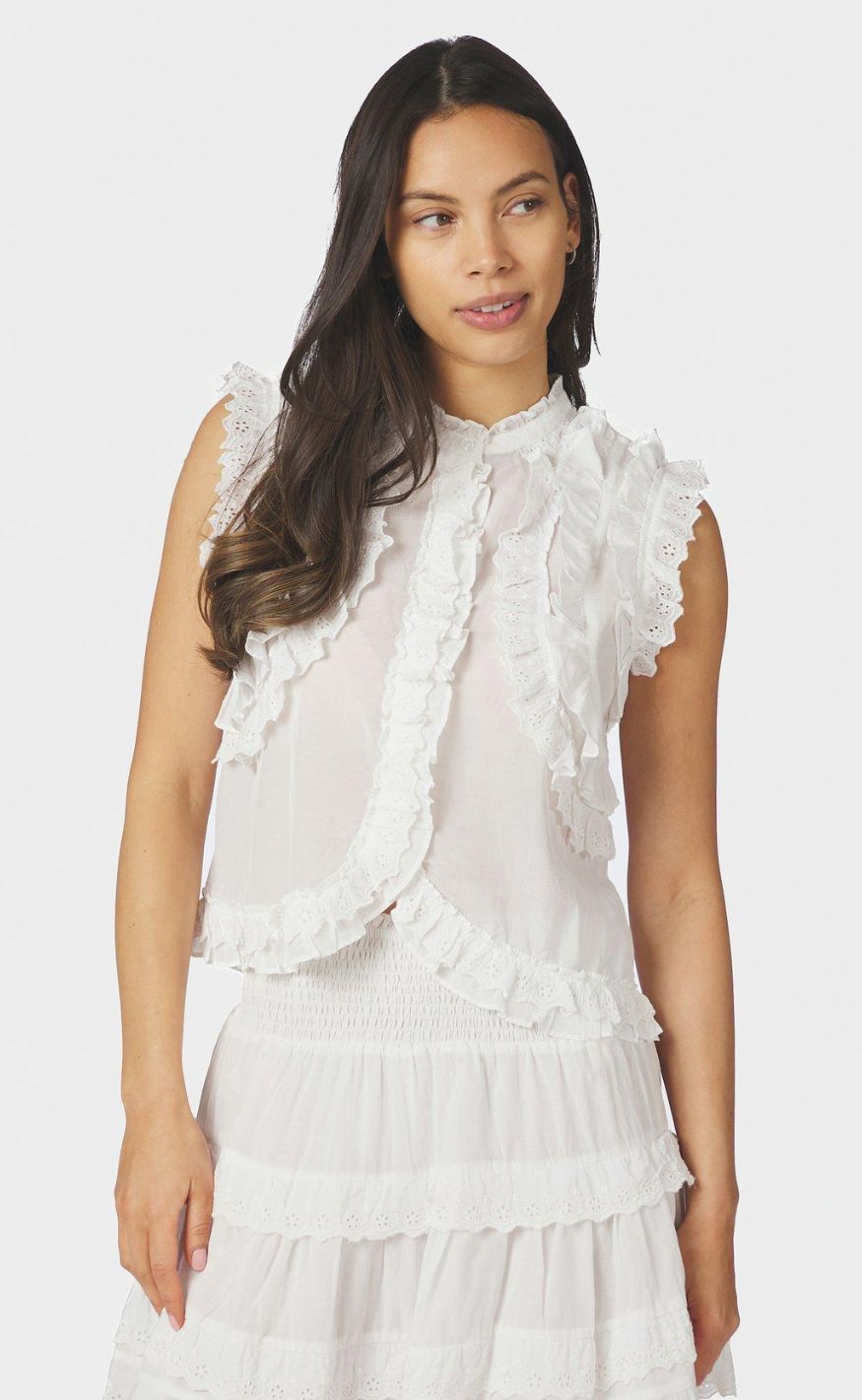 Neo Noir Topp - Celia Ruffle - White