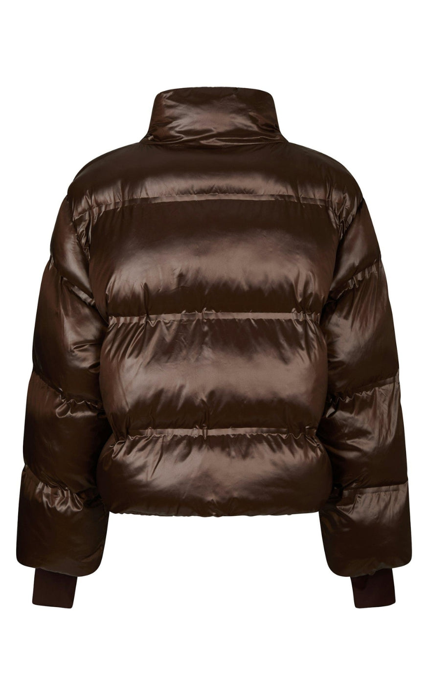 Neo Noir Jakke - Rhea Shiny Puffer - Chocolate Brown