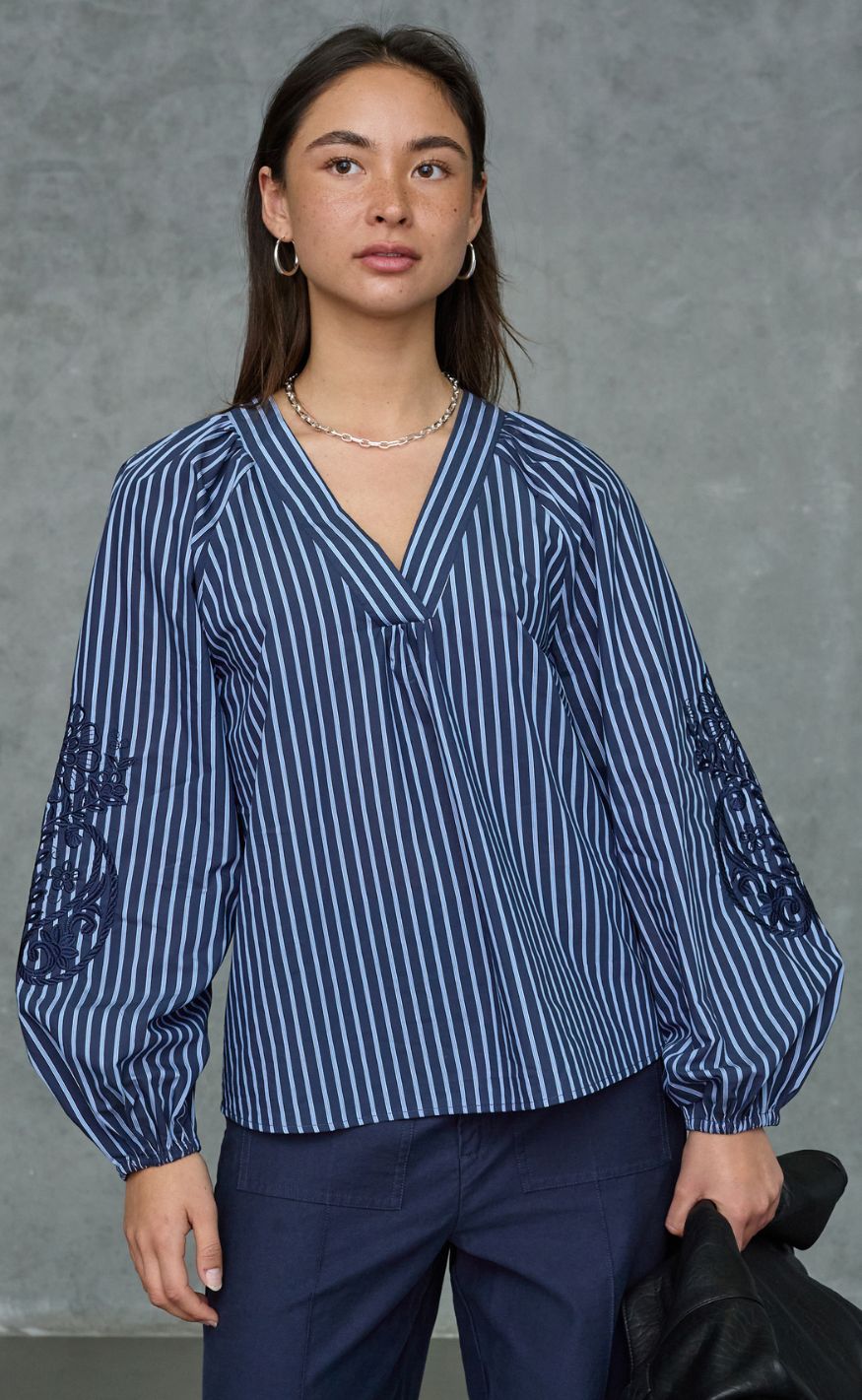 Love & Divine Bluse - love1529-2 - Navy Stripes