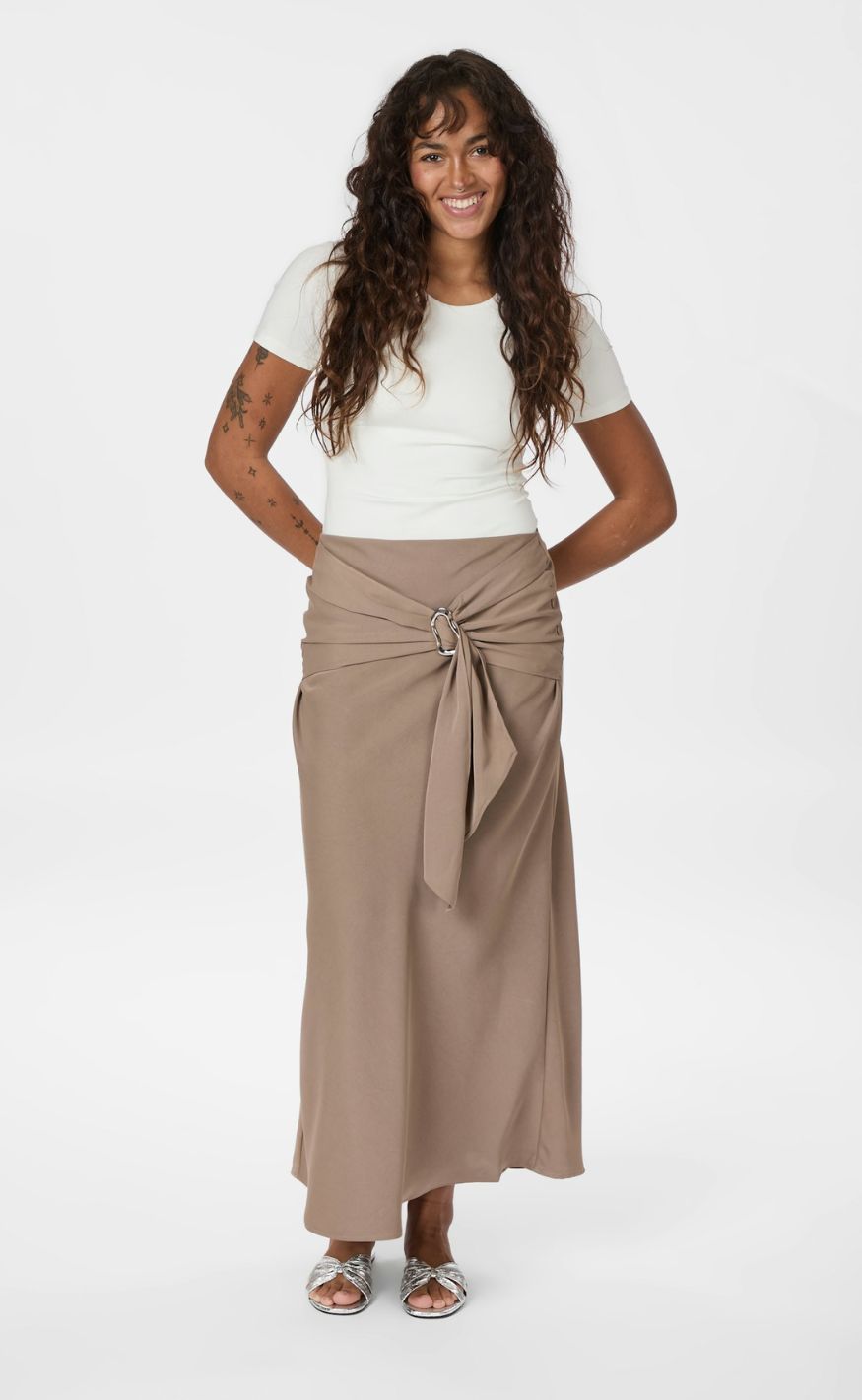 Neo Noir Skjørt - Kit Dull Sateen - Dark Taupe