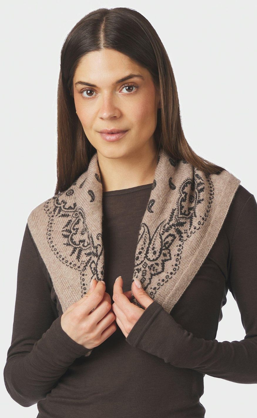 Neo Noir Skjerf - Adelina Paisley - Beige Melange
