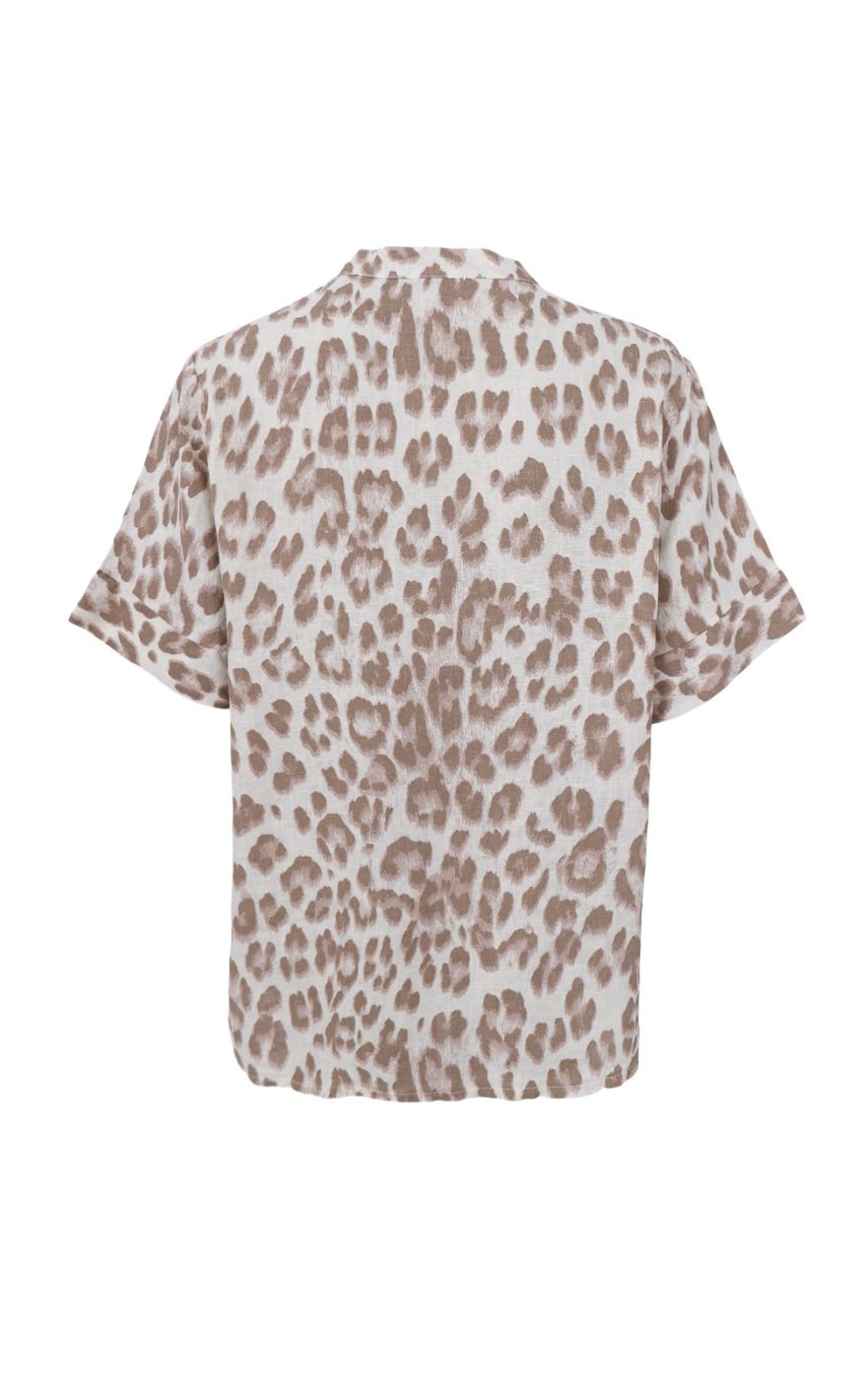 Black Colour Bluse - Melina SS Linen - Nougat Leo