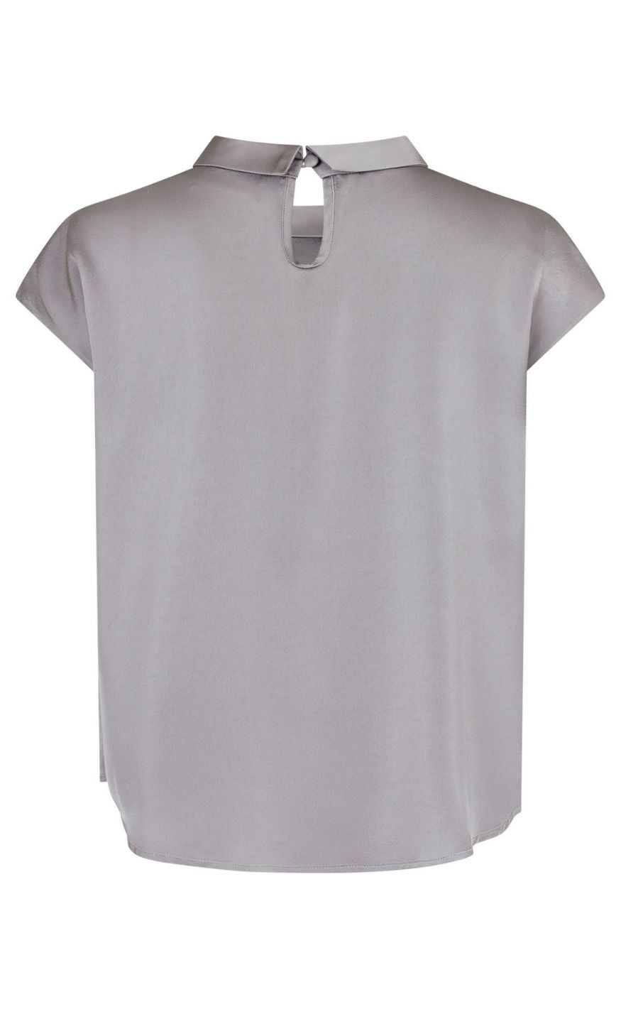 Neo Noir Bluse - Fleur Drapy Satin - Antracit
