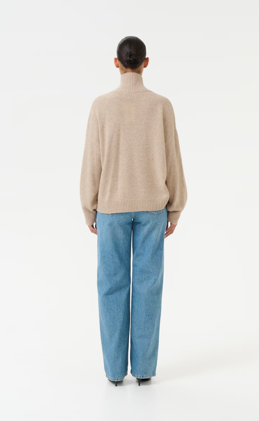 Gestuz Pullover - Casia High Neck - Light Weight Beige Melange