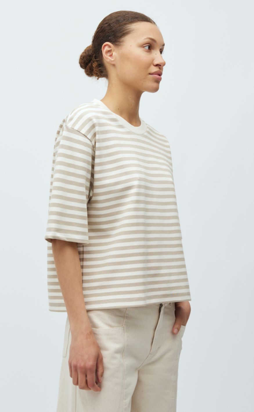 MbyM T-shirt - Emrys-M - Island Fossil Sugar Stripe