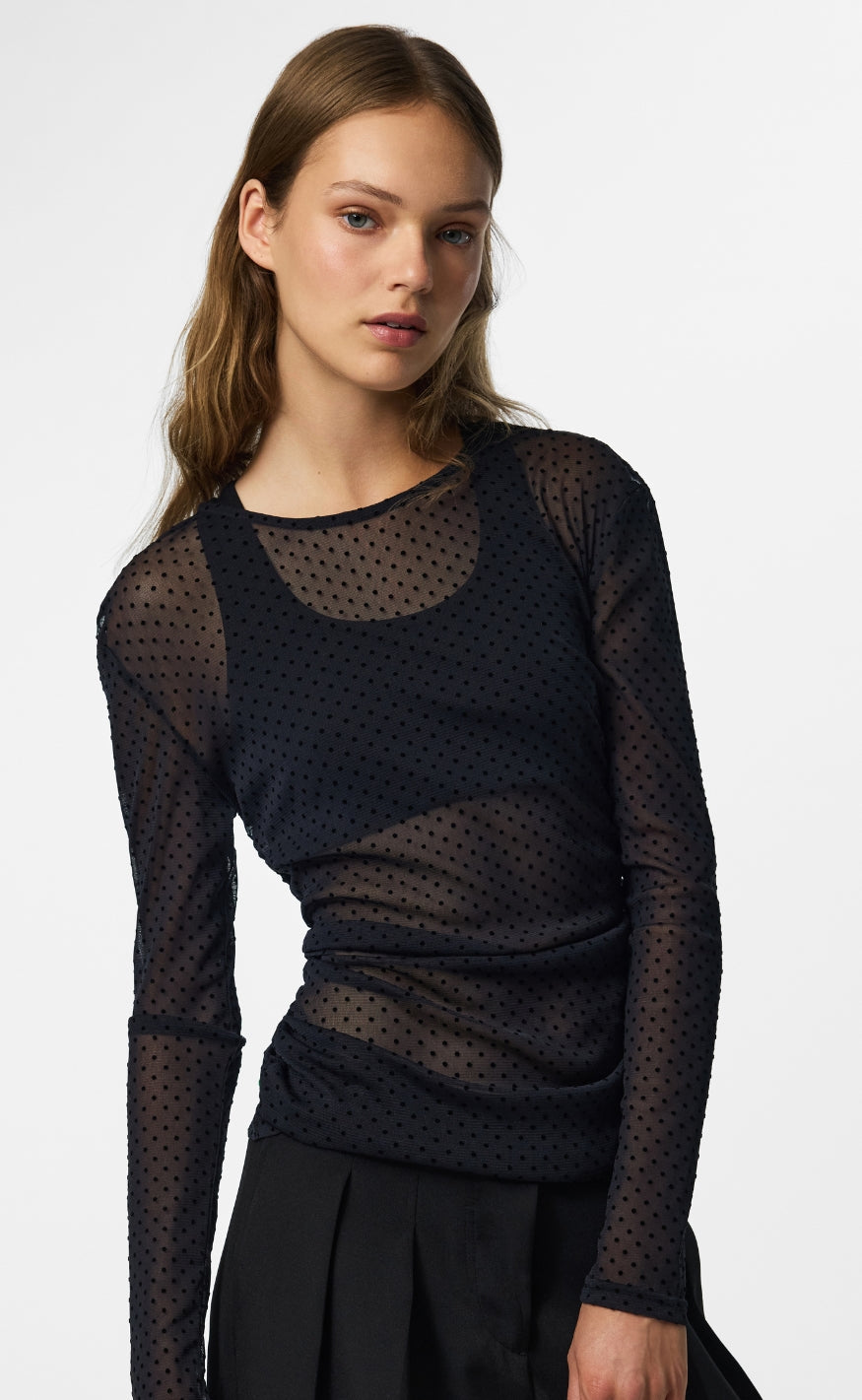 Pieces Bluse - Bobo Mesh - Black Dots