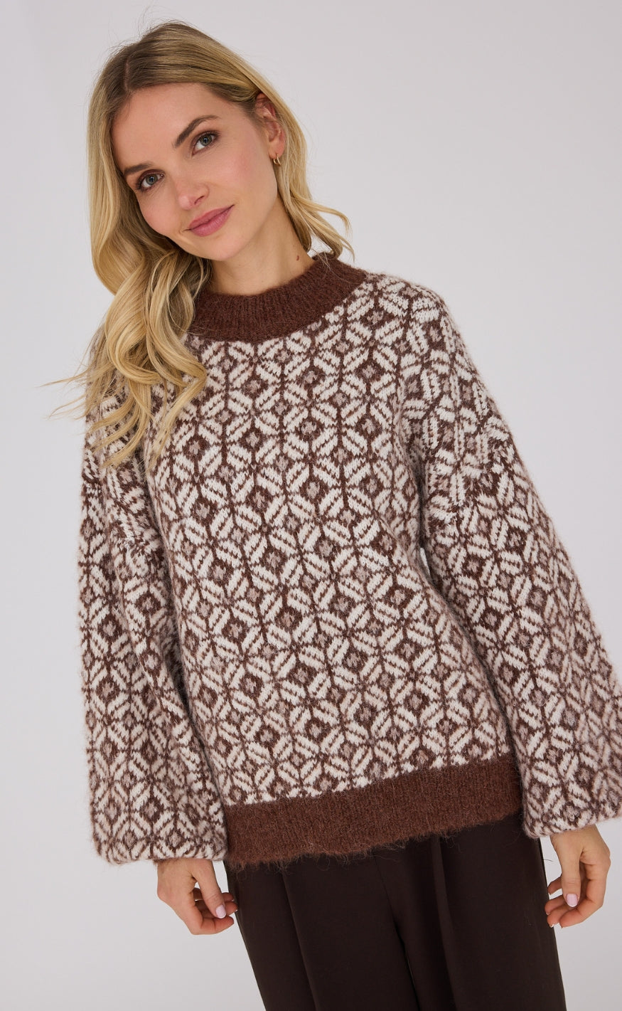 A-View Genser - Stavanger - Cream/Brown