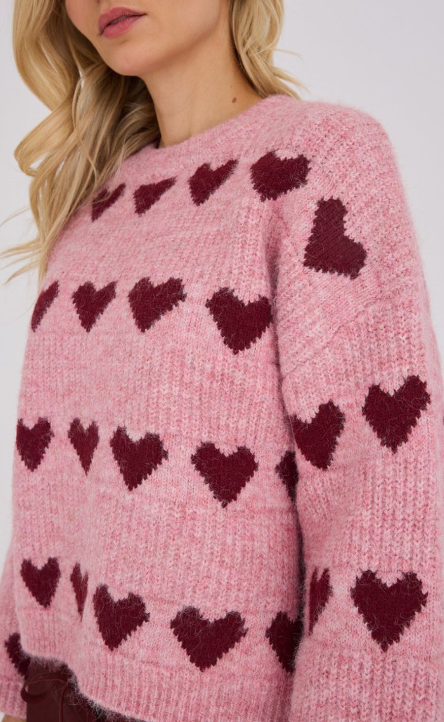 A-View Pullover - Heart - Bordeaux Rose