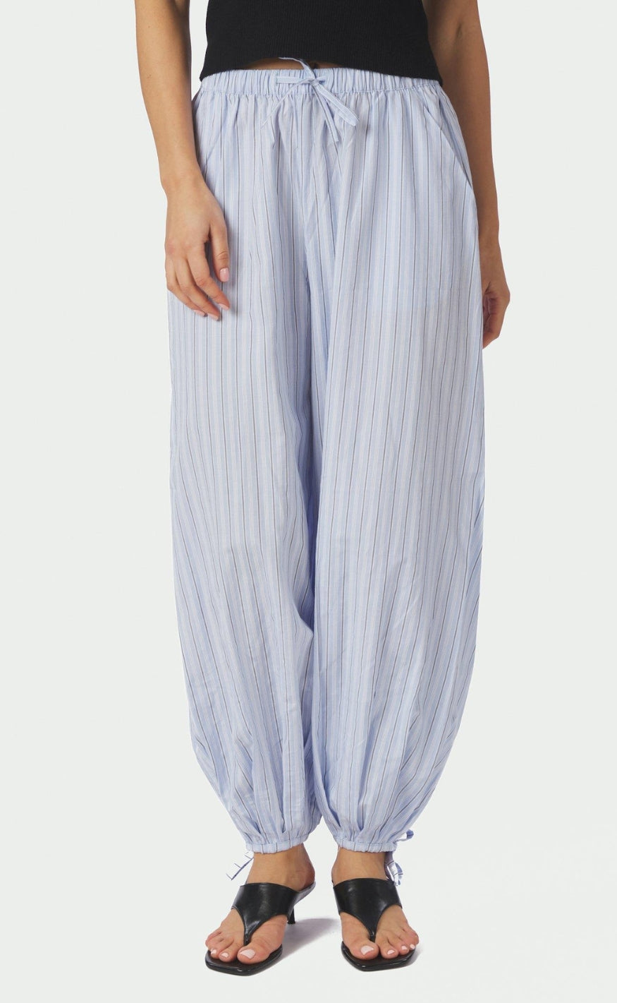 Neo Noir Bukser - Roxane Balloon Double Stripe - Light Blue