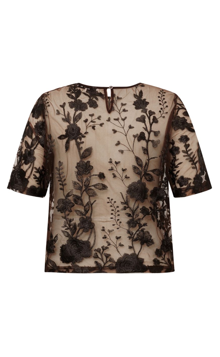 A-View Bluse - Fuchsia - Dark Brown