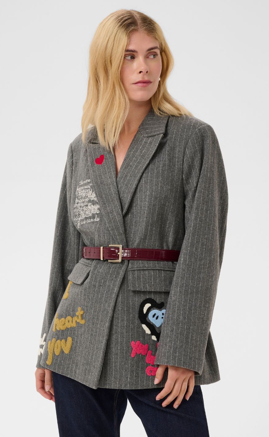 Culture Blazer - Kayla - Grey Pinstripe
