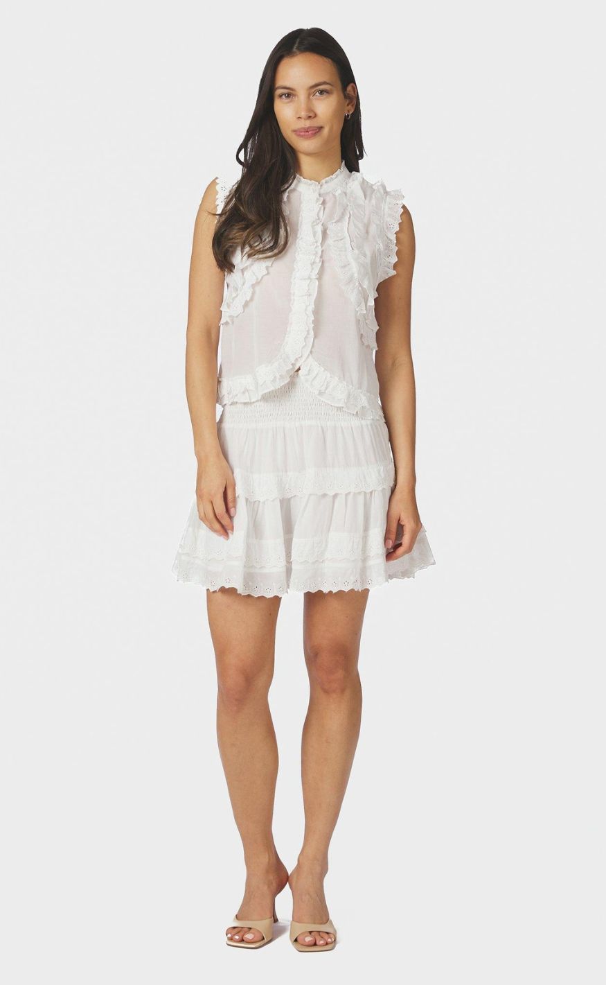 Neo Noir Topp - Celia Ruffle - White