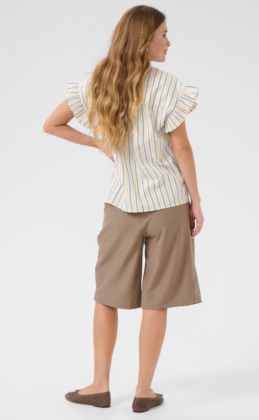 Culture Bluse - Sella - White/Blue/Yellow Stripe
