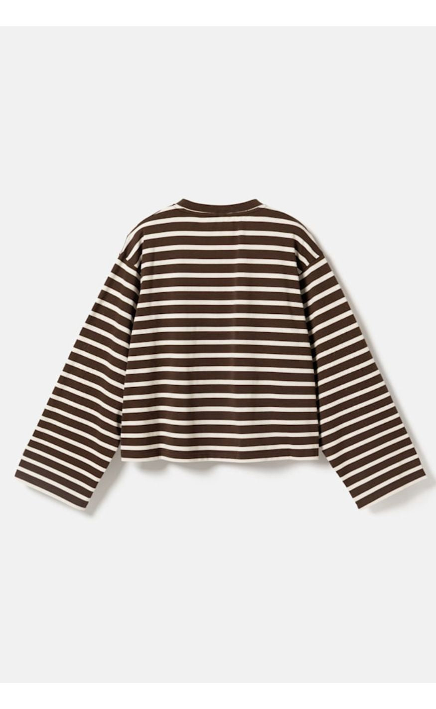 Noella Bluse - N-Maple LS - Eton Brown Ivory Stripe