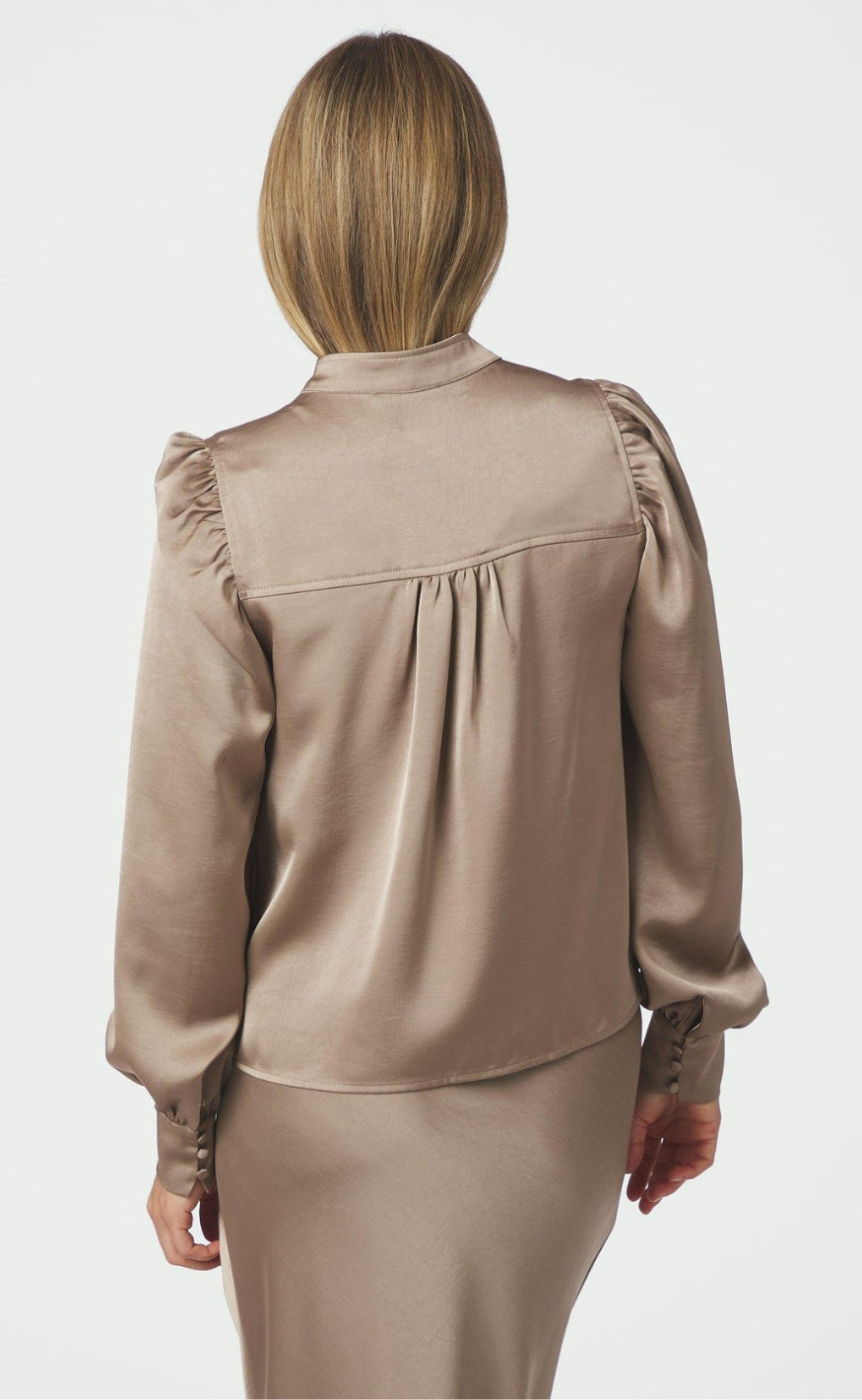 Neo Noir Bluse - Rosslyn Heavy Sateen - Dark Taupe